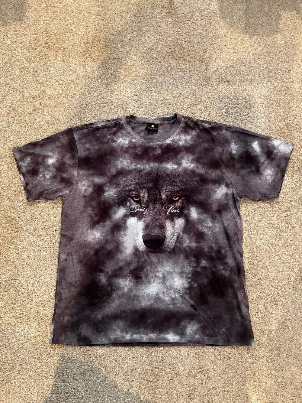 Teddy Fresh Gray Wolf Graphic Tee - Tie-Dye Print